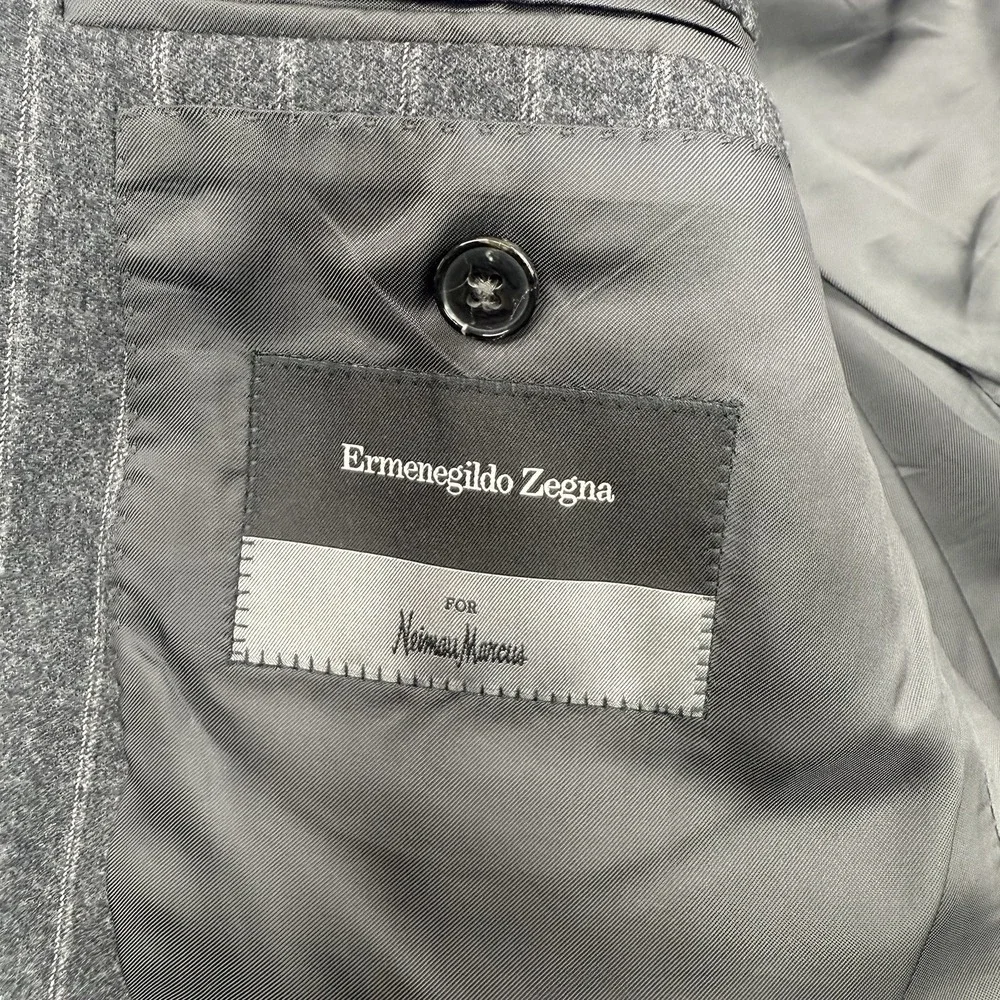 Ermenegildo Zegna Blazer Mens 54R Gray Striped Neiman Marcus Wool Sports‎ Coat